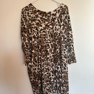 Free People Leopard Print Long Sleeve Dress